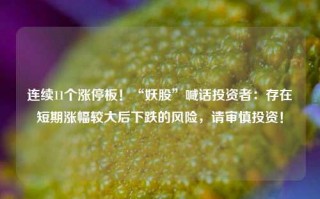 连续11个涨停板！“妖股”喊话投资者：存在短期涨幅较大后下跌的风险，请审慎投资！