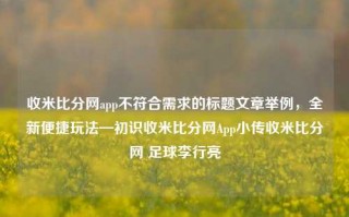 收米比分网app不符合需求的标题文章举例，全新便捷玩法—初识收米比分网App小传收米比分网 足球李行亮