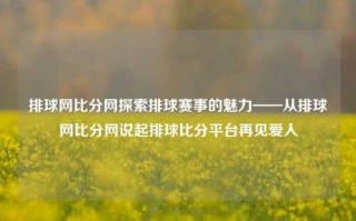 排球网比分网探索排球赛事的魅力——从排球网比分网说起排球比分平台再见爱人