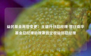 益民基金高管变更：王健升任总经理 曾任南华基金总经理助理兼固定收益部总经理