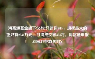 海富通基金旗下仅有2只迷你ETF，规模最大的也只有2234万元、日均成交额324万，海富通申报A500ETF你敢买吗？