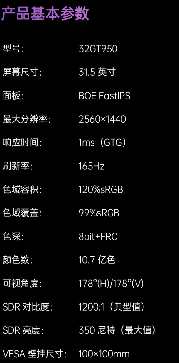 KTC 推出“32GT950”31.5 英寸显示器：2K 165Hz，1399 元-第6张图片-比分网