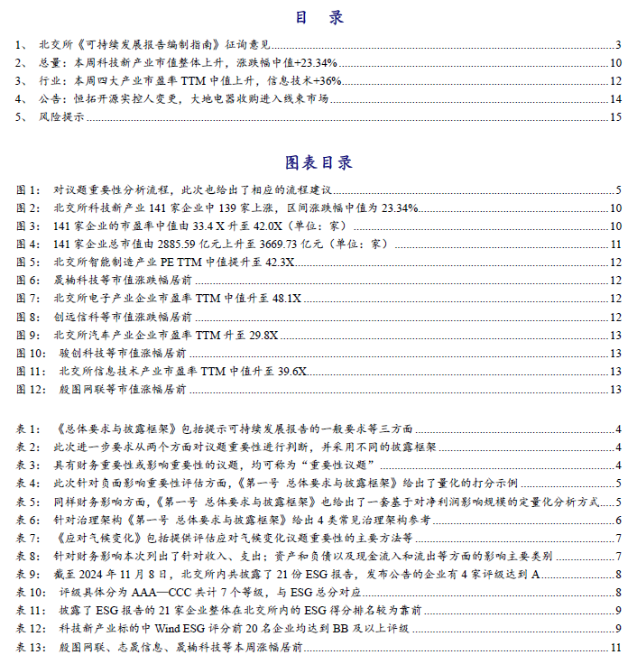 【开源科技新产业】北交所《可持续发展报告编制》征询意见，关注科技新产业ESG投资No.42-第2张图片-比分网