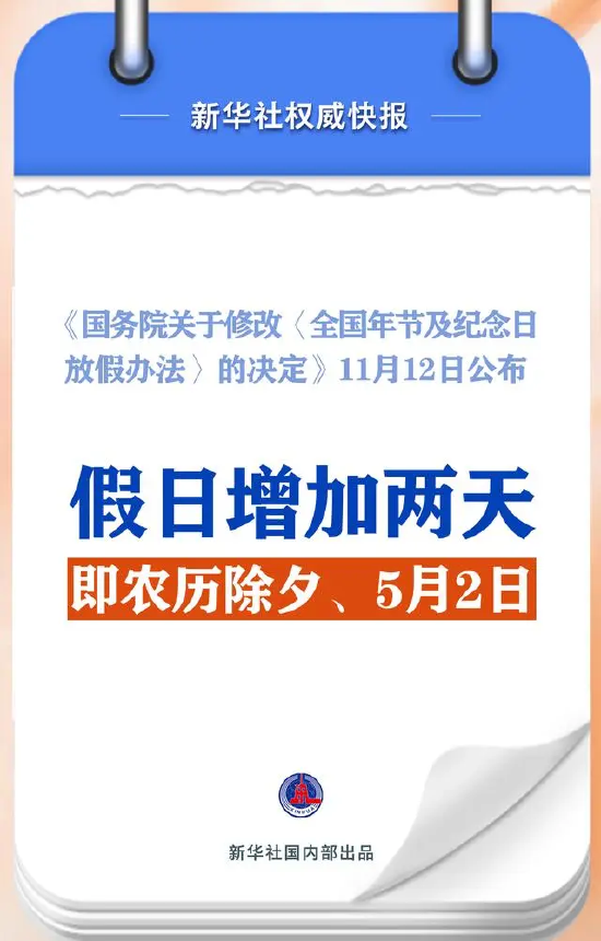 春节和劳动节各增1天！2025年放假安排来了-第1张图片-比分网