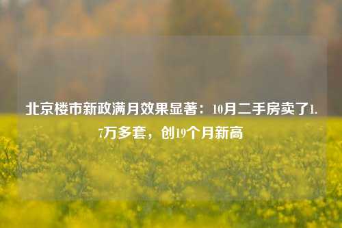 北京楼市新政满月效果显著：10月二手房卖了1.7万多套，创19个月新高-第1张图片-比分网