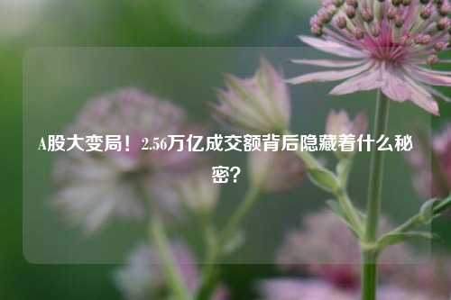 A股大变局！2.56万亿成交额背后隐藏着什么秘密？-第1张图片-比分网