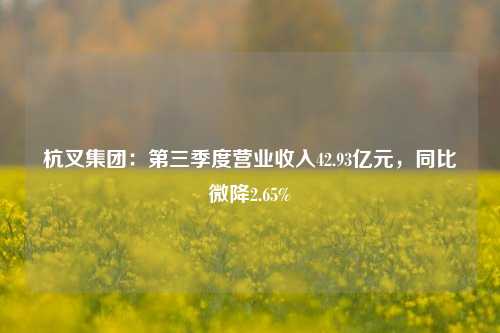 杭叉集团：第三季度营业收入42.93亿元，同比微降2.65%-第1张图片-比分网