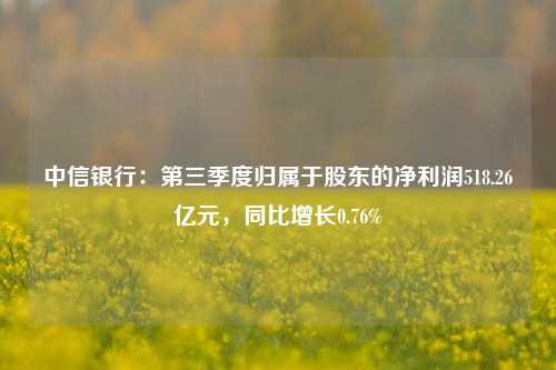 中信银行：第三季度归属于股东的净利润518.26亿元，同比增长0.76%-第1张图片-比分网