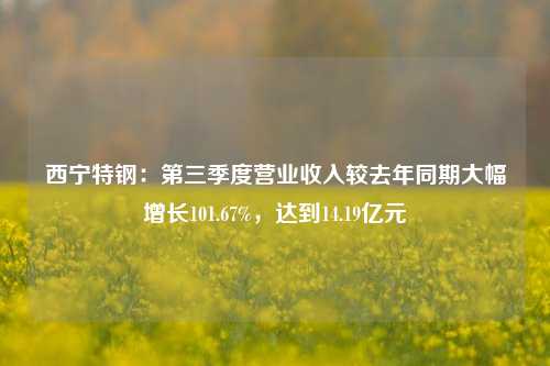 西宁特钢：第三季度营业收入较去年同期大幅增长101.67%，达到14.19亿元-第1张图片-比分网