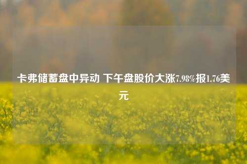 卡弗储蓄盘中异动 下午盘股价大涨7.98%报1.76美元-第1张图片-比分网