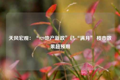 天风宏观：“929地产新政”已“满月” 楼市效果超预期-第1张图片-比分网