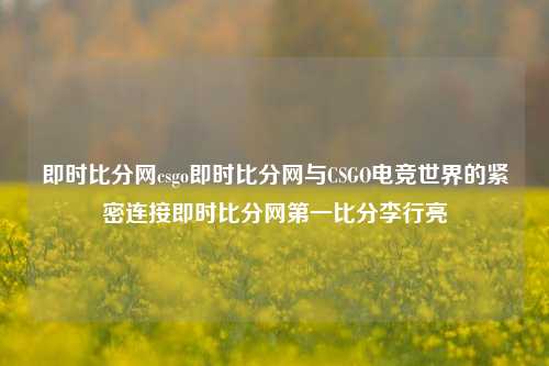 即时比分网csgo即时比分网与CSGO电竞世界的紧密连接即时比分网第一比分李行亮-第1张图片-比分网