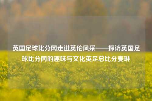 英国足球比分网走进英伦风采——探访英国足球比分网的趣味与文化英足总比分麦琳-第1张图片-比分网