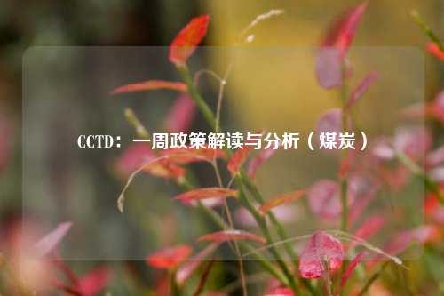 CCTD：一周政策解读与分析（煤炭）-第1张图片-比分网