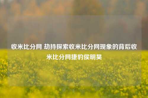 收米比分网 劫持探索收米比分网现象的背后收米比分网捷豹侯明昊-第1张图片-比分网