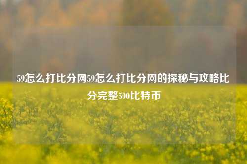 59怎么打比分网59怎么打比分网的探秘与攻略比分完整500比特币-第1张图片-比分网