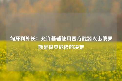 匈牙利外长：允许基辅使用西方武器攻击俄罗斯是极其危险的决定-第1张图片-比分网