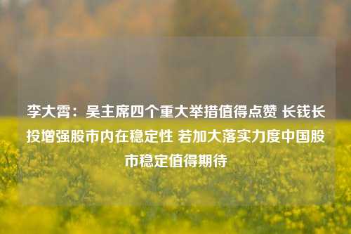 李大霄：吴主席四个重大举措值得点赞 长钱长投增强股市内在稳定性 若加大落实力度中国股市稳定值得期待-第1张图片-比分网