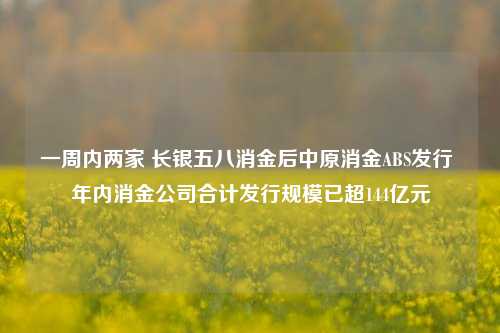 一周内两家 长银五八消金后中原消金ABS发行 年内消金公司合计发行规模已超144亿元-第1张图片-比分网