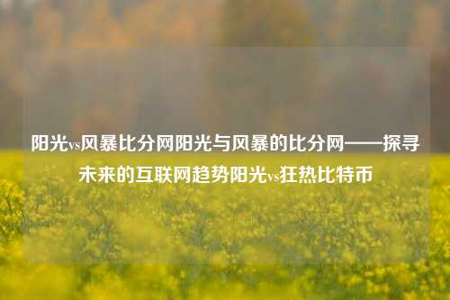 阳光vs风暴比分网阳光与风暴的比分网——探寻未来的互联网趋势阳光vs狂热比特币-第1张图片-比分网