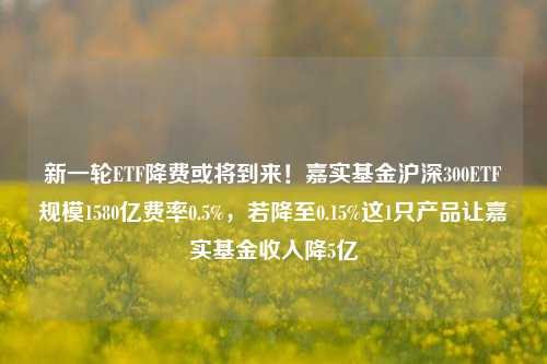 新一轮ETF降费或将到来！嘉实基金沪深300ETF规模1580亿费率0.5%，若降至0.15%这1只产品让嘉实基金收入降5亿-第1张图片-比分网