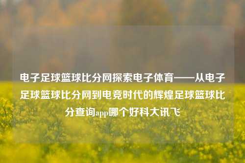 电子足球篮球比分网探索电子体育——从电子足球篮球比分网到电竞时代的辉煌足球篮球比分查询app哪个好科大讯飞-第1张图片-比分网