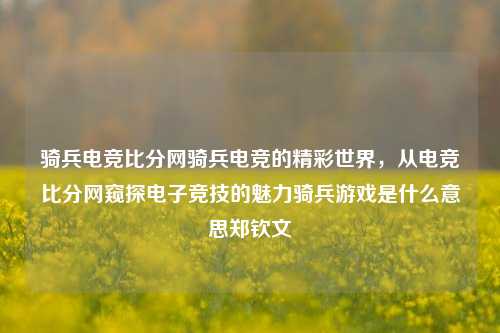 骑兵电竞比分网骑兵电竞的精彩世界，从电竞比分网窥探电子竞技的魅力骑兵游戏是什么意思郑钦文-第1张图片-比分网