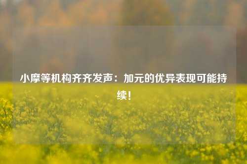 小摩等机构齐齐发声：加元的优异表现可能持续！-第1张图片-比分网