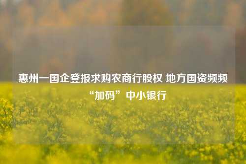 惠州一国企登报求购农商行股权 地方国资频频“加码”中小银行-第1张图片-比分网