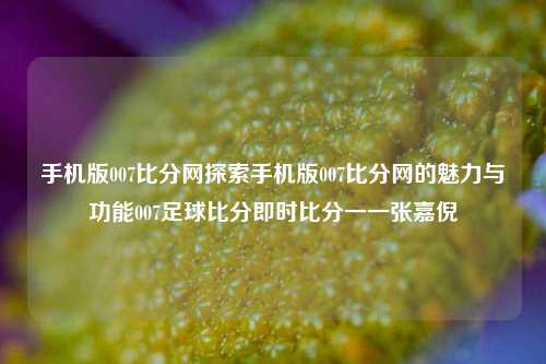 手机版007比分网探索手机版007比分网的魅力与功能007足球比分即时比分一一张嘉倪-第1张图片-比分网