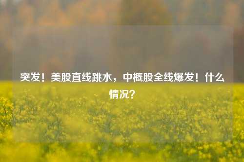 突发！美股直线跳水，中概股全线爆发！什么情况？-第1张图片-比分网