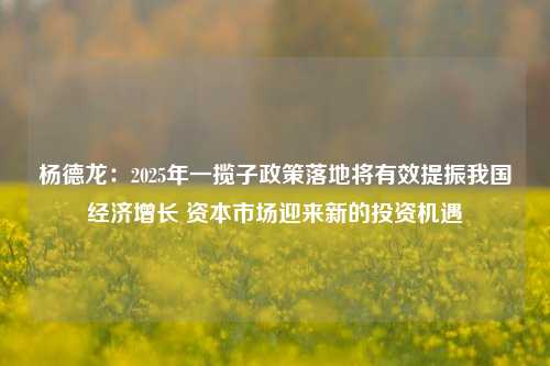 杨德龙：2025年一揽子政策落地将有效提振我国经济增长 资本市场迎来新的投资机遇-第1张图片-比分网