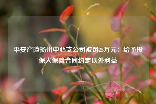 平安产险扬州中心支公司被罚25万元：给予投保人保险合同约定以外利益-第1张图片-比分网