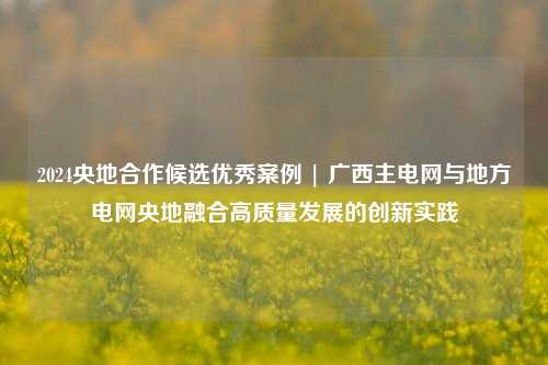 2024央地合作候选优秀案例 | 广西主电网与地方电网央地融合高质量发展的创新实践-第1张图片-比分网