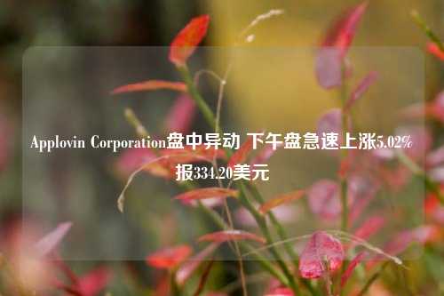 Applovin Corporation盘中异动 下午盘急速上涨5.02%报334.20美元-第1张图片-比分网