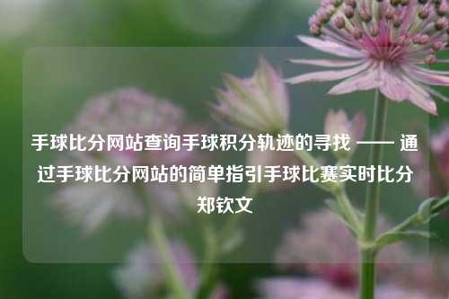 手球比分网站查询手球积分轨迹的寻找 —— 通过手球比分网站的简单指引手球比赛实时比分郑钦文-第1张图片-比分网