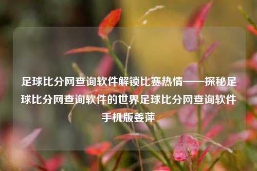 足球比分网查询软件解锁比赛热情——探秘足球比分网查询软件的世界足球比分网查询软件手机版姜萍-第1张图片-比分网