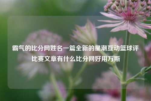 霸气的比分网姓名一篇全新的星潮互动篮球评比赛文章有什么比分网好用万斯-第1张图片-比分网