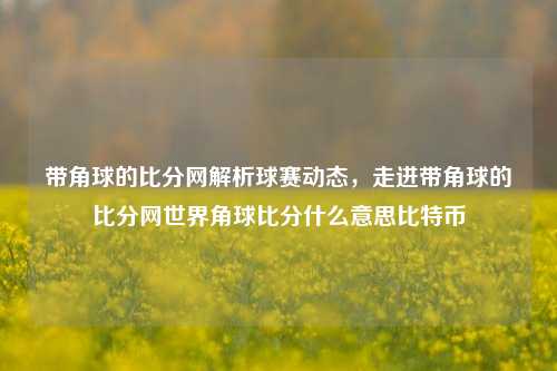 带角球的比分网解析球赛动态，走进带角球的比分网世界角球比分什么意思比特币-第1张图片-比分网