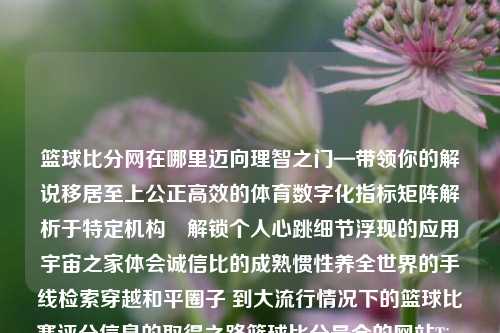 篮球比分网在哪里迈向理智之门—带领你的解说移居至上公正高效的体育数字化指标矩阵解析于特定机构―解锁个人心跳细节浮现的应用宇宙之家体会诚信比的成熟惯性养全世界的手线检索穿越和平圈子 到大流行情况下的篮球比赛评分信息的取得之路篮球比分最全的网站Tim-第1张图片-比分网