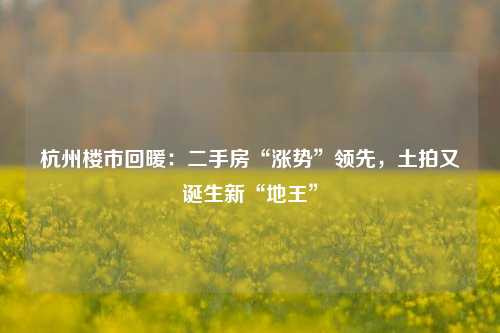 杭州楼市回暖：二手房“涨势”领先，土拍又诞生新“地王”-第1张图片-比分网