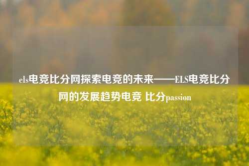 els电竞比分网探索电竞的未来——ELS电竞比分网的发展趋势电竞 比分passion-第1张图片-比分网