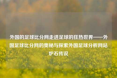 外国的足球比分网走进足球的狂热世界——外国足球比分网的奥秘与探索外国足球分析网站炉石传说-第1张图片-比分网