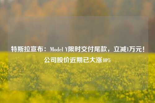 特斯拉宣布：Model Y限时交付尾款，立减1万元！公司股价近期已大涨40%-第1张图片-比分网