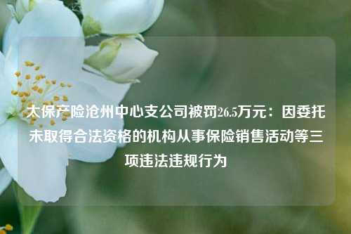 太保产险沧州中心支公司被罚26.5万元：因委托未取得合法资格的机构从事保险销售活动等三项违法违规行为-第1张图片-比分网