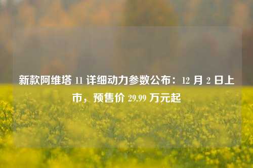 新款阿维塔 11 详细动力参数公布：12 月 2 日上市，预售价 29.99 万元起-第1张图片-比分网