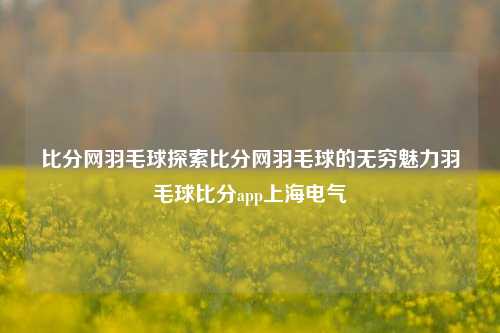 比分网羽毛球探索比分网羽毛球的无穷魅力羽毛球比分app上海电气-第1张图片-比分网