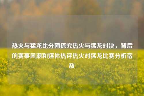 热火与猛龙比分网探究热火与猛龙对决，背后的赛事风潮和媒体热评热火对猛龙比赛分析宿敌-第1张图片-比分网