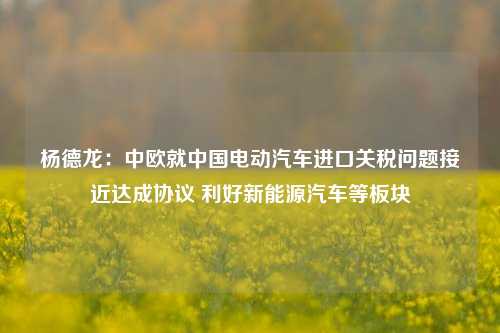 杨德龙：中欧就中国电动汽车进口关税问题接近达成协议 利好新能源汽车等板块-第1张图片-比分网