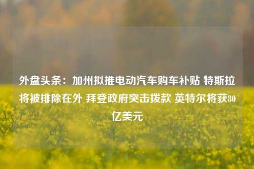 外盘头条：加州拟推电动汽车购车补贴 特斯拉将被排除在外 拜登政府突击拨款 英特尔将获80亿美元-第1张图片-比分网